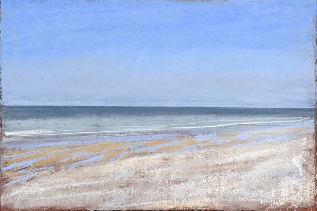 Pastel sec de la plage et de la mer sous le ciel bleu