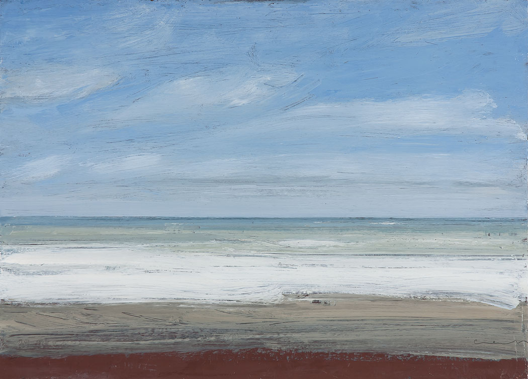 Peinture à l'huile sur bois de la mer picarde